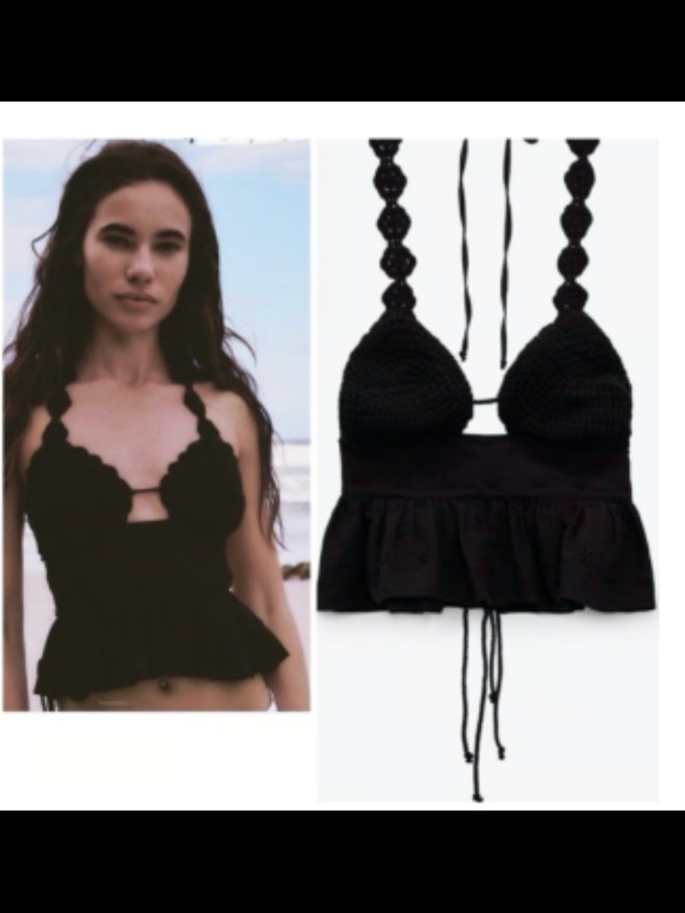Zara - Black Crochet  Halter Top